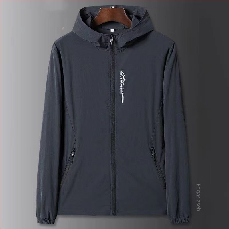 Férfi kapucnis UV-védő dzseki, ultra vékony, corduroy külső, nyúl szőrös bélés, gyors száradás