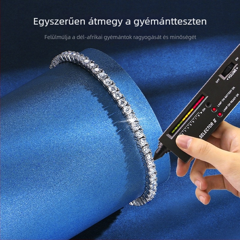 Moxan Diamond Bracelet – Moissanite, 925 ezüst, Geometriai design, Uniszex karkötő