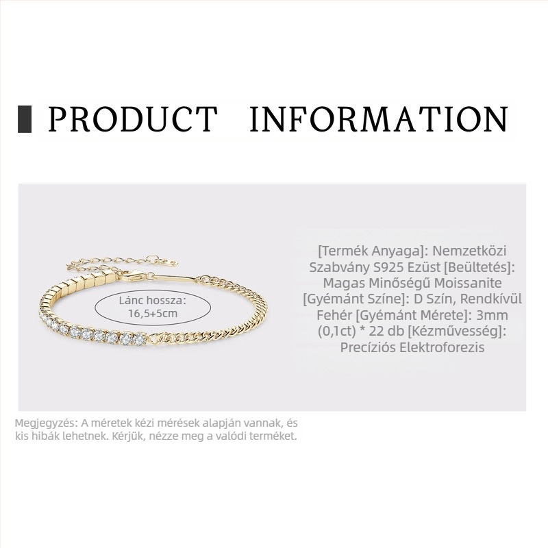 Moxan Diamond Bracelet – Moissanite, 925 ezüst, Geometriai design, Uniszex karkötő