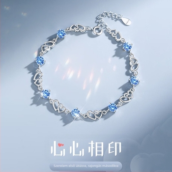 Heart-to-Heart S925 ezüst karkötő nőknek, női divat, virágos stílus, elektroplatírozás, 4,7 g