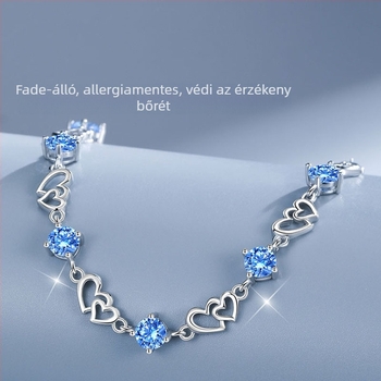 Heart-to-Heart S925 ezüst karkötő nőknek, női divat, virágos stílus, elektroplatírozás, 4,7 g