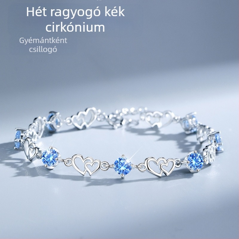 Heart-to-Heart S925 ezüst karkötő nőknek, női divat, virágos stílus, elektroplatírozás, 4,7 g