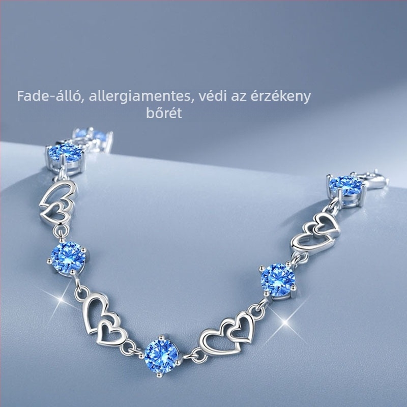 Heart-to-Heart S925 ezüst karkötő nőknek, női divat, virágos stílus, elektroplatírozás, 4,7 g