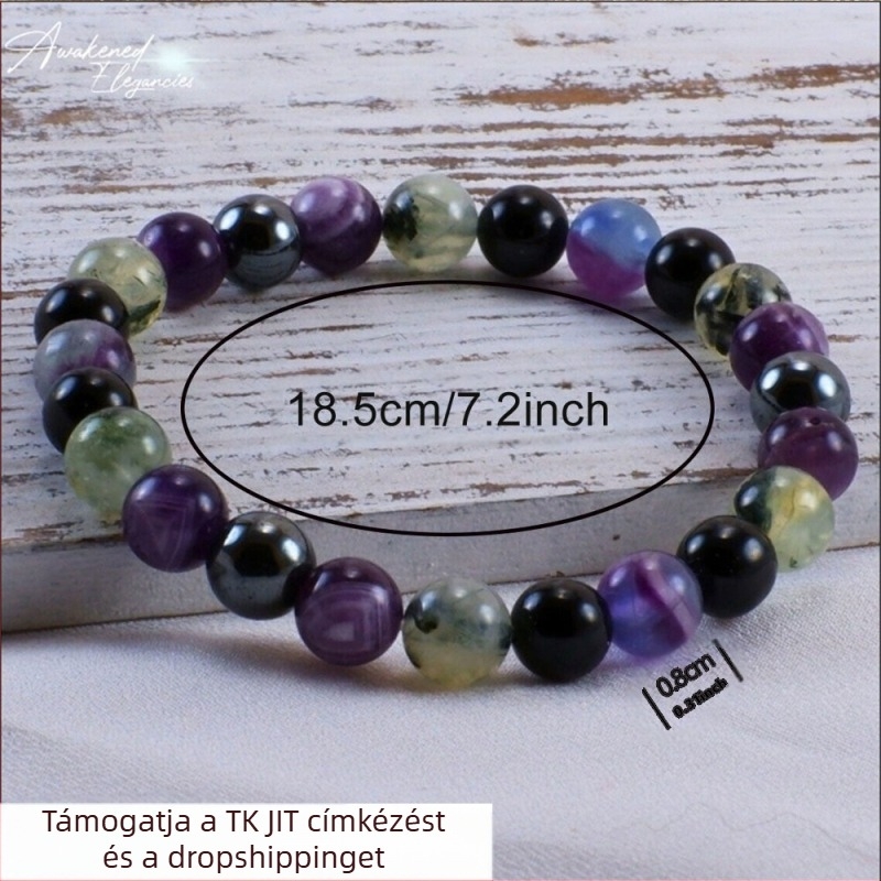 Természetes kőből készült karkötő, kézzel készített, csillogó gyöngyökkel, uniszex, modern stílus