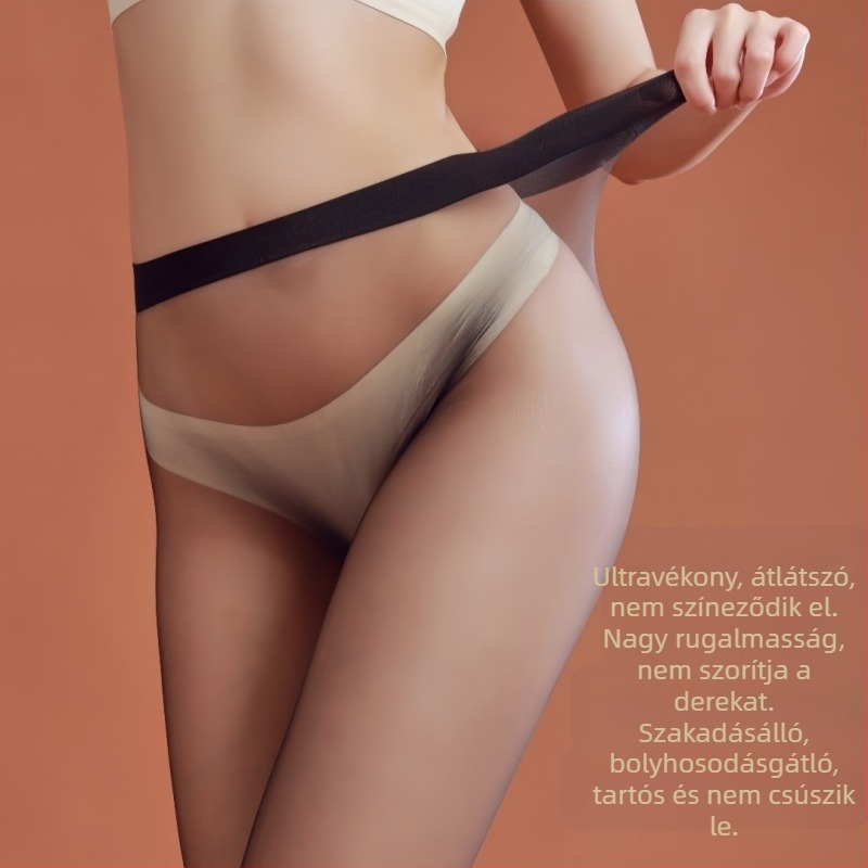 Varrás nélküli, ultraten velúr harisnya természetes nude hatással, keskeny szegély, plusz méret, tavasz–ősz