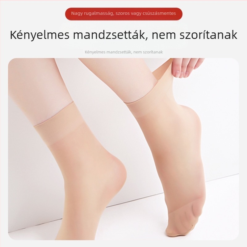 Langsha Női ultra vékony nylon harisnya – láthatatlan, egyszínű mintázat, középtáv hosszú cső, Mercerizált felület, 80–90% nylon, nyárra