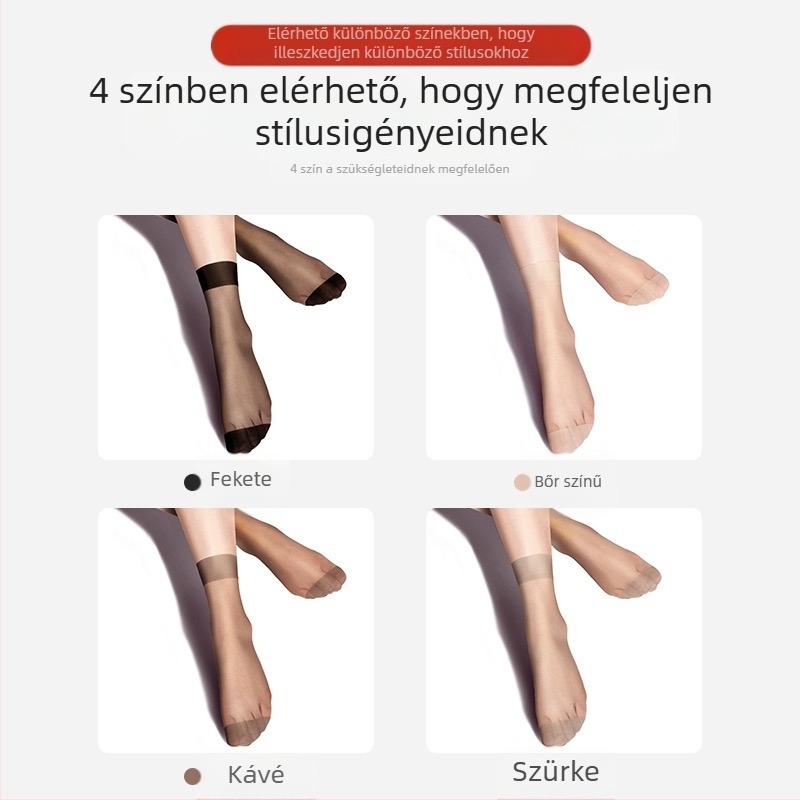 Langsha Női ultra vékony nylon harisnya – láthatatlan, egyszínű mintázat, középtáv hosszú cső, Mercerizált felület, 80–90% nylon, nyárra