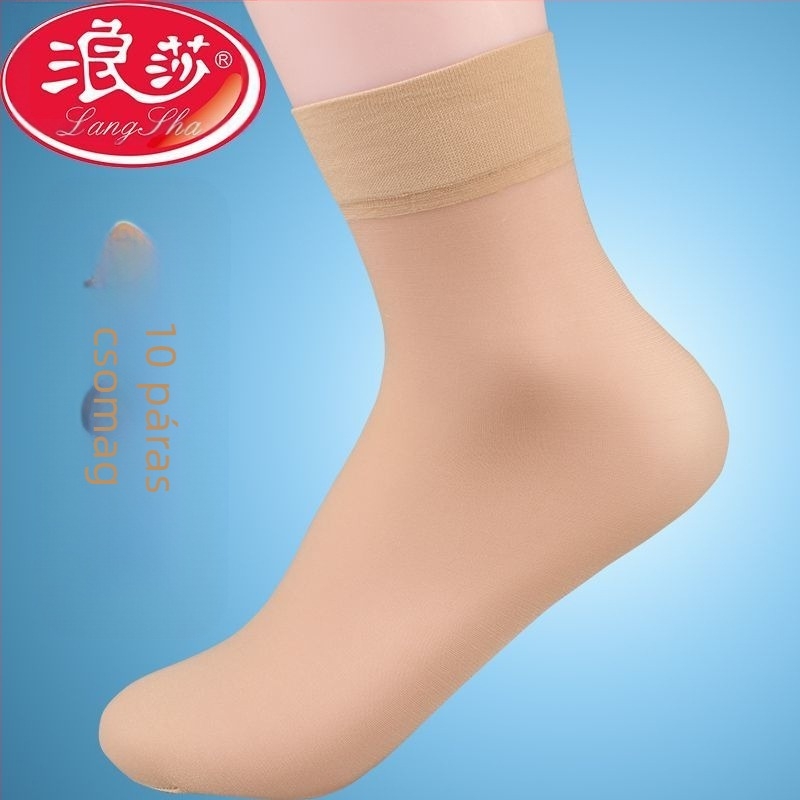 Langsha Női ultra vékony nylon harisnya – láthatatlan, egyszínű mintázat, középtáv hosszú cső, Mercerizált felület, 80–90% nylon, nyárra