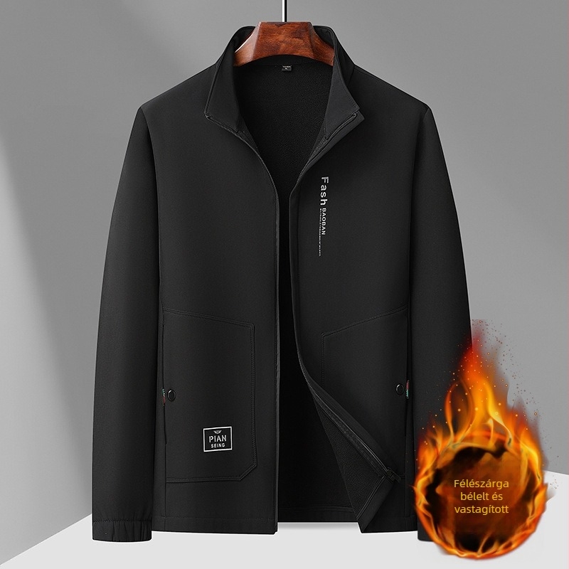 Kapucnis dzseki fleece béléssel, vastag és meleg, cipzáras záródás, álló gallér, külső poliészter