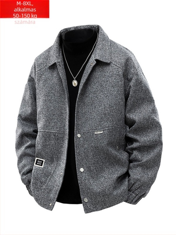 Hongkong-stílusú dzseki, gallérral, egyrészes záródás, lazább fazon, poliészter anyag