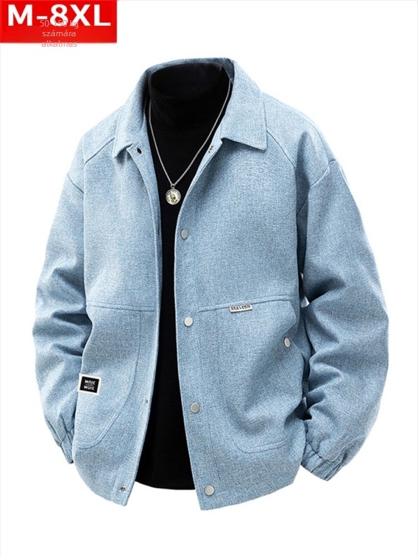 Hongkong-stílusú dzseki, gallérral, egyrészes záródás, lazább fazon, poliészter anyag