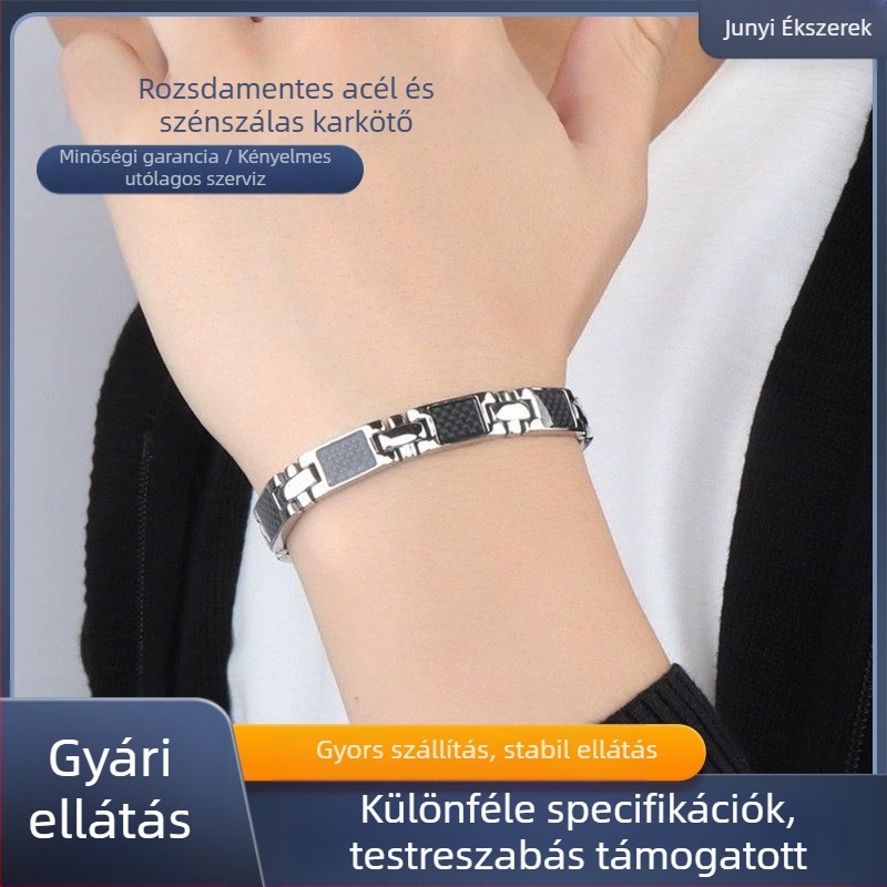 Junyi Titánium‑acél Geometriai Uniszex Karkötő, Polírozott Felülettel, Ékszerek