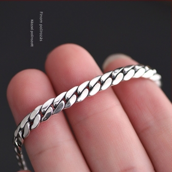 925-ös ezüst karkötő, geometriai design, uniszex ékszer