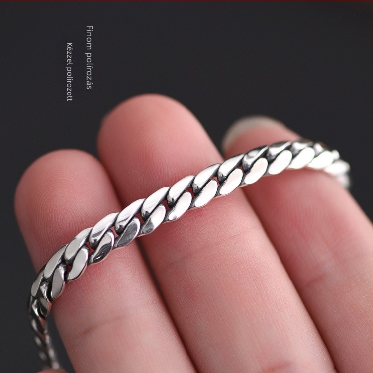 925-ös ezüst karkötő, geometriai design, uniszex ékszer