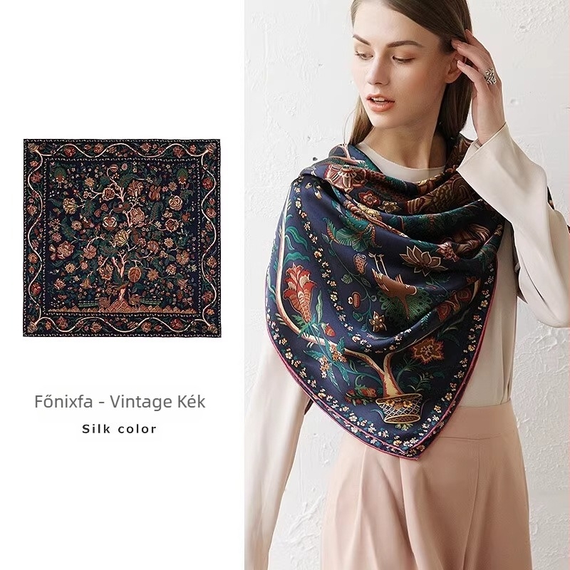 Mulberry selyem négyzet alakú kendő, szatén szövés, őszi szezon, Shaoxing eredet, testreszabható mintázatú csomagolás mosó címkével