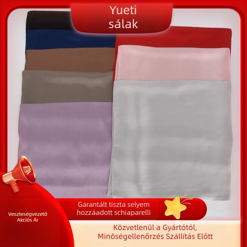 Yuetimei Mulberry selyem négyszögletes sál — szatén szövés, minimalistá és könnyű luxus stílus, több mint 96% selyem, 2023 tavaszi megjelenés
