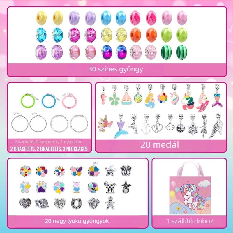 Gyerekeknek szánt karkötő készlet – ötvözött, elektroplátolás, HOMHUL/Heng Mei Huang TZ-04