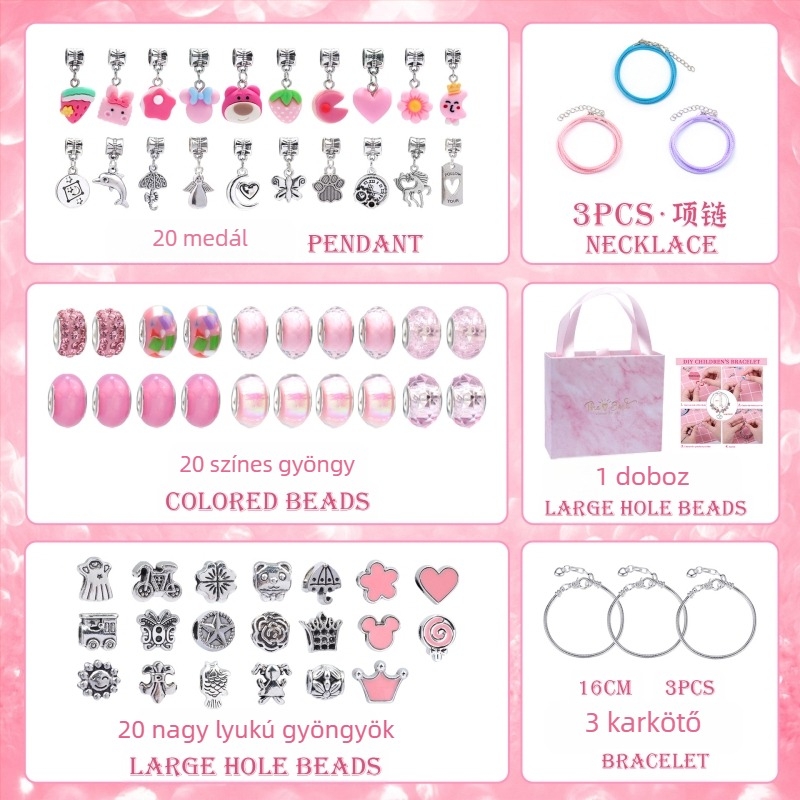 Gyerekeknek szánt karkötő készlet – ötvözött, elektroplátolás, HOMHUL/Heng Mei Huang TZ-04