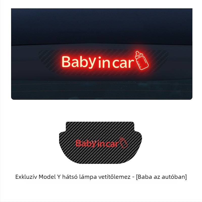 Tesla Model 3/Y autó lámpa matricája, karbon rost textúrával, karbon rost imitációval, szívócsésze rögzítés, testreszabható