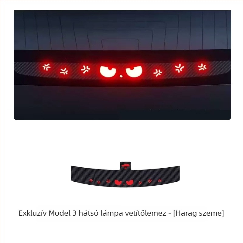 Tesla Model 3/Y autó lámpa matricája, karbon rost textúrával, karbon rost imitációval, szívócsésze rögzítés, testreszabható