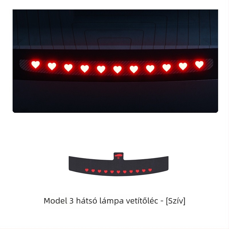 Tesla Model 3/Y autó lámpa matricája, karbon rost textúrával, karbon rost imitációval, szívócsésze rögzítés, testreszabható