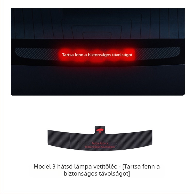 Tesla Model 3/Y autó lámpa matricája, karbon rost textúrával, karbon rost imitációval, szívócsésze rögzítés, testreszabható