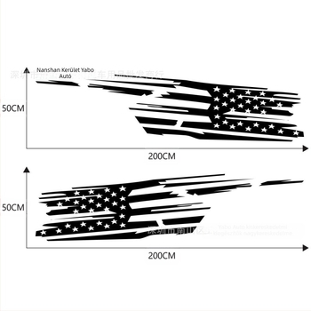 D-1277 Wrangler karosszéria matrica csíkos dizájn és nemzeti zászló grafika, PVC vinyl, erős tapadás, kültéri használatra, csík sorozat