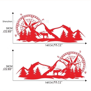 Ragasztó autótest matrica hegyvidéki motívummal és iránytű dizájnnal, PVC anyagú, ajtó- és oldalsó panelre alkalmas RV és terepjárókhoz