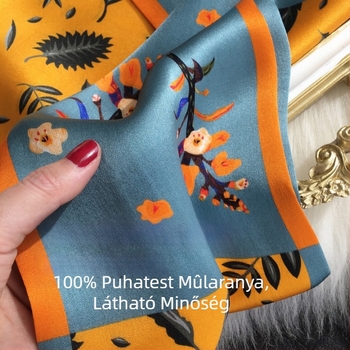 Mulberry selyem sál, Hepburn stílus, pöttyös mintázat, szatén felület