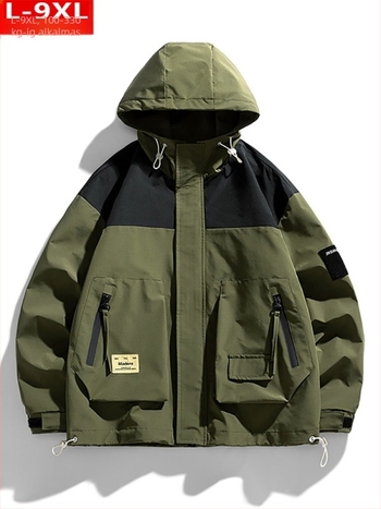 Hongkong-stílusú kapucnis dzseki, laza szabású, első cipzár, poliészter anyag, bélés poliészter, tavasz-ősz