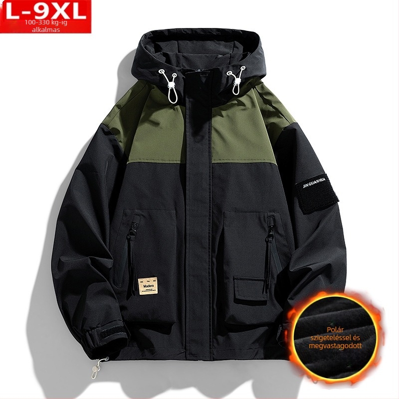 Hongkong-stílusú kapucnis dzseki, laza szabású, első cipzár, poliészter anyag, bélés poliészter, tavasz-ősz