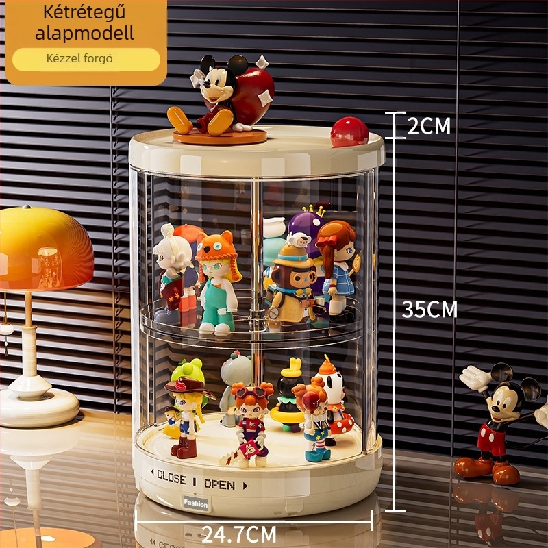 Labubu kiállító doboz figurákhoz porálló, átlátszó fedéllel, 35 L kapacitás, műanyag, osztók, halmozható, modell XL-8531/8532