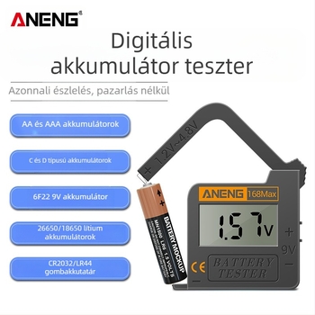ANENG akkumulátor-tesztelő digitális kijelzővel, akkumulátor kapacitás‑teszt, többfunkciós elektromos teszter, Guangdong eredet