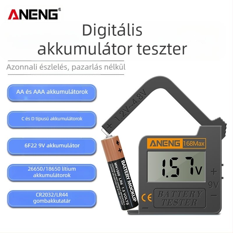 ANENG akkumulátor-tesztelő digitális kijelzővel, akkumulátor kapacitás‑teszt, többfunkciós elektromos teszter, Guangdong eredet