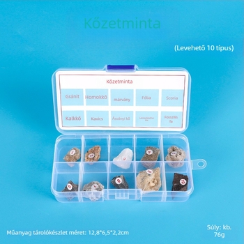 Kőzet- és ásványmintákat tartalmazó tudományos készlet általános iskolásoknak