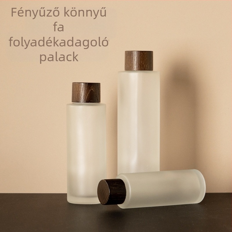 Esszenciális olaj üveg matt üveggel, fa fedél, fa borítás, testreszabható címke, tolerancia ±0.5 ml