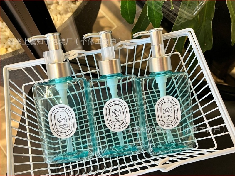 Utazási loziónos üveg, sík négyszögletes alak, matt ezüst pumpa, PET anyag, Shaoxing, Zhejiang eredet