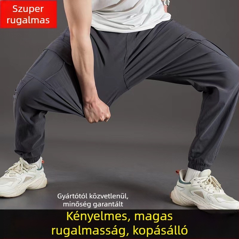 Cargo nadrág, laza szabás, magas derék, pamut-elasztán keverék, több zseb