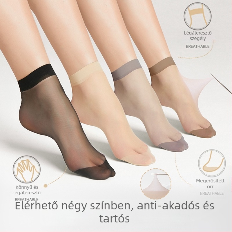 Langsha Crystal Zoknik - Ultra vékony nylon rövid zokni nőknek, nedvességelnyelés, középmagas cső