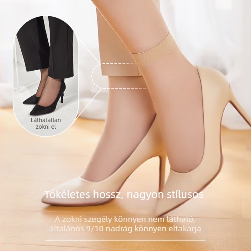 Langsha Crystal Zoknik - Ultra vékony nylon rövid zokni nőknek, nedvességelnyelés, középmagas cső