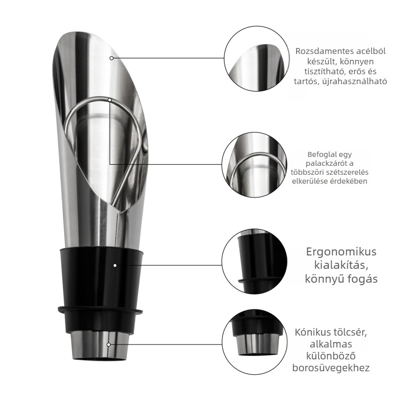 Rozsdamentes acélból készült tengeri csikó formájú dugóhúzó készlet – multifunkcionális italkészlet borhoz és sörhöz, márka Five, 5 alkatrész, 5 készlet, 2013 nyara