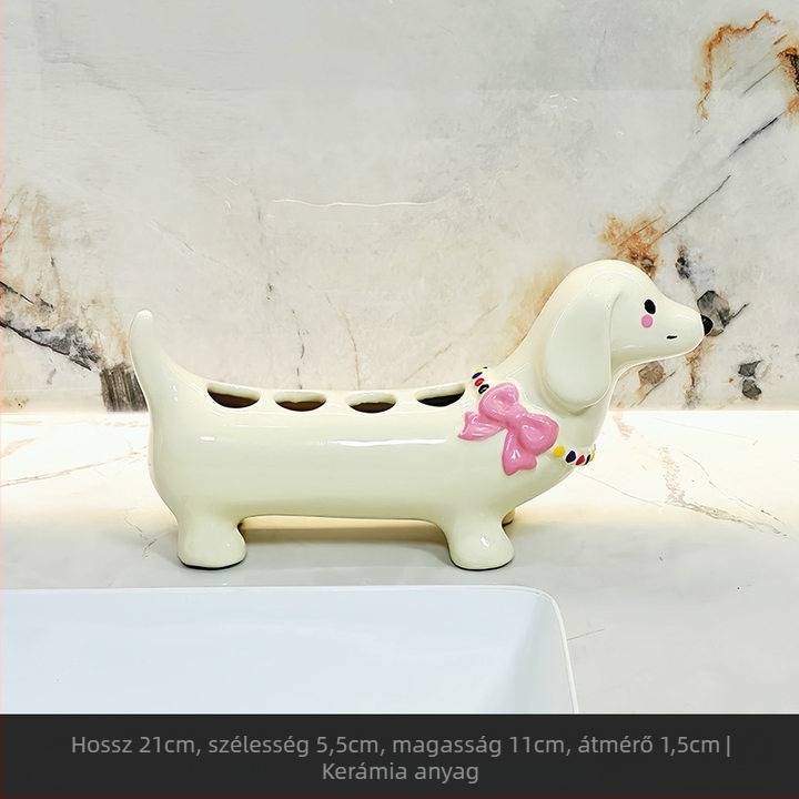 Karikatúra tacskó fogkefetartó – műanyag alap a fürdőszobába