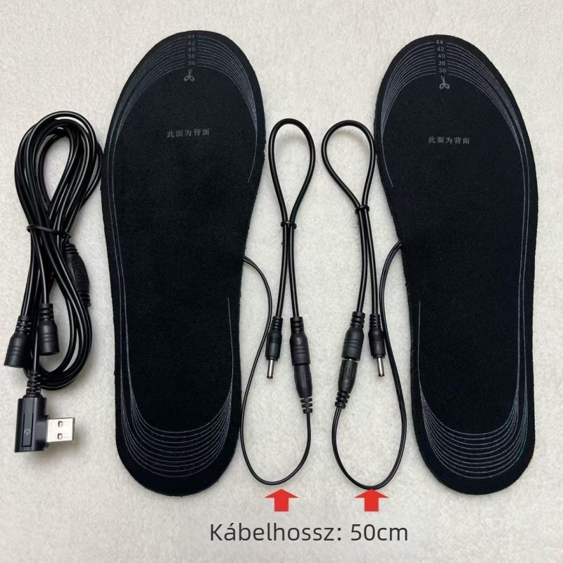 USB fűtőtalp cipőkhöz, önmelegítő, vágásra szabható, velúr felsőrész, EVA talp
