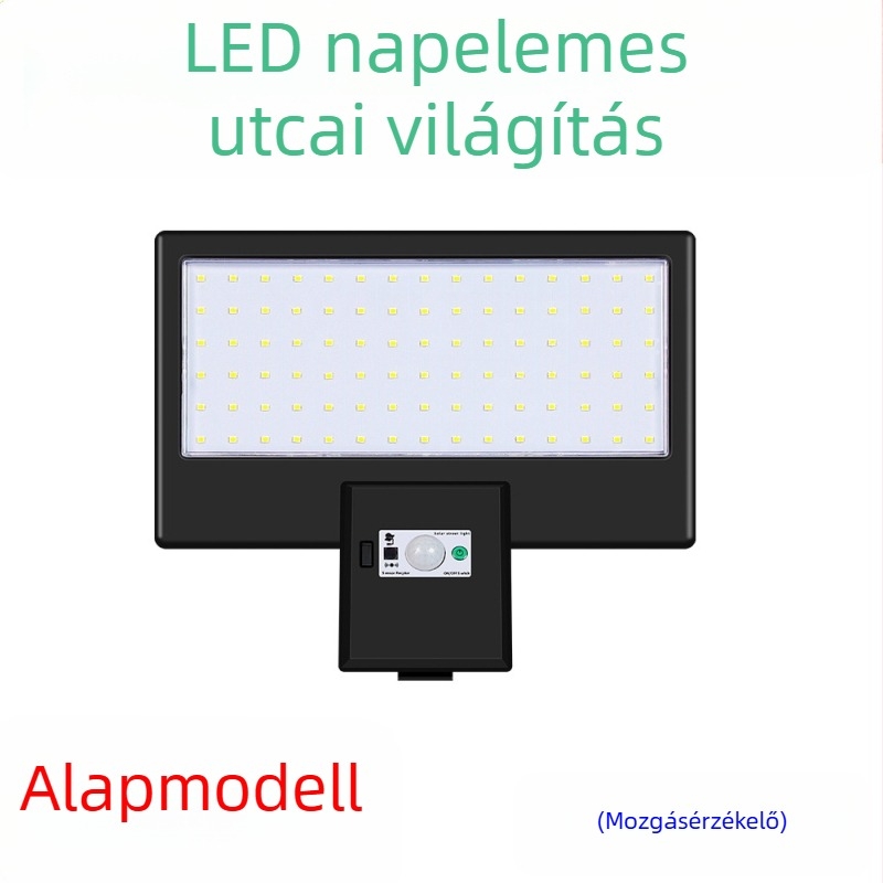LED napelemes utcai lámpa integrált kültéri lámpával, mozgásérzékelő, IP65 vízálló, 3W, élettartam 50 000 óra