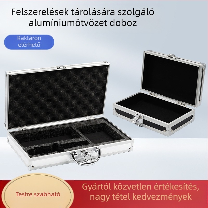 Alumínium ötvözetű eszköztároló doboz, ütésálló és könnyű, teherbírás 3–5 kg