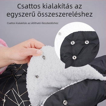 Baba babakocsi fogantyúvédő kesztyű – szélvédett, vastag fleece bélés, anyagok: Oxford vászon / báránygyapjú
