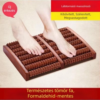 Fából készült talpmasszírozó görgős típus – masszírozás a talp és a vádlira, akupunktúra golyókkal, otthoni használatra