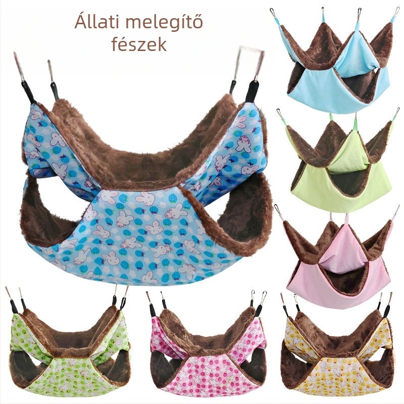 Hörcsög hamak duplán plüss meleg alvózsákkal, anyag: textil, négy évszakos, márka: 3inch families