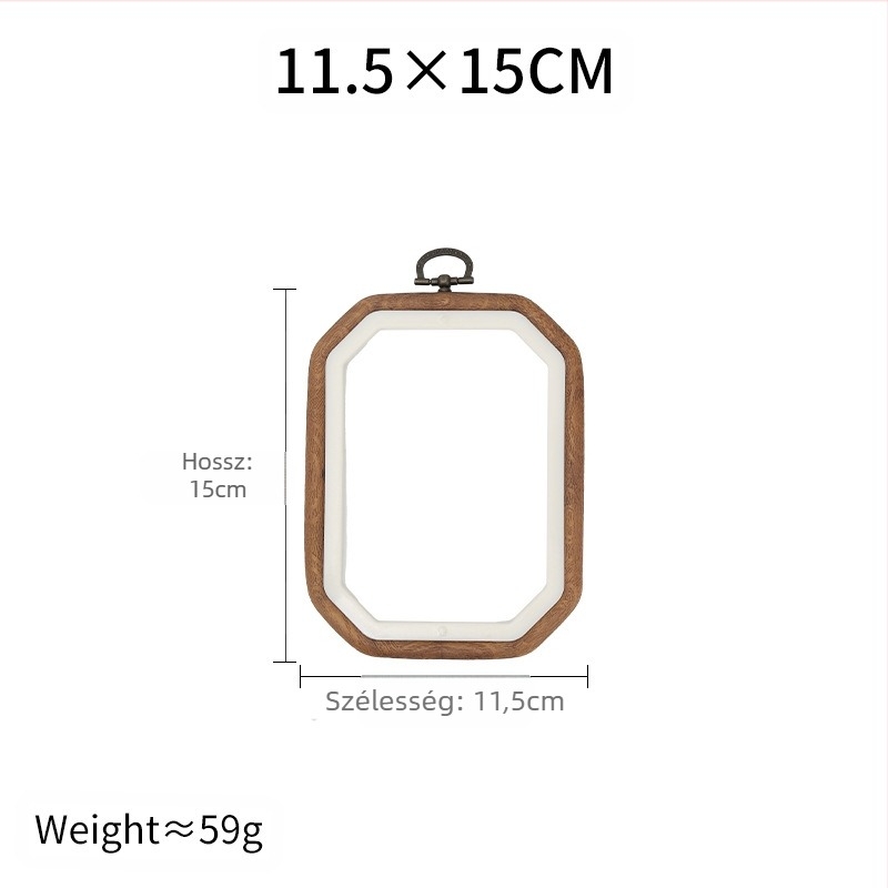 ABS műanyagból készült hímzőkeret, fa imitáció, négyzetes, állítható, keresztszemes hímzéshez, DIY hímzőeszköz