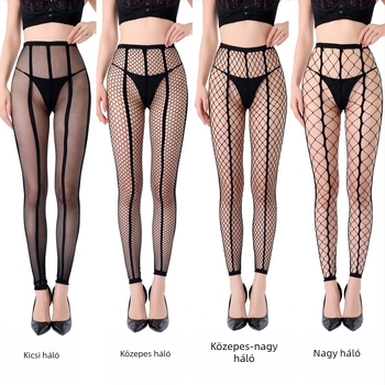 Kilencréses hálós harisnya kis hálólyukakkal, két vonalas áttetsző hatás, formázó, anti-szakadás, nylon/poliamid, vékony